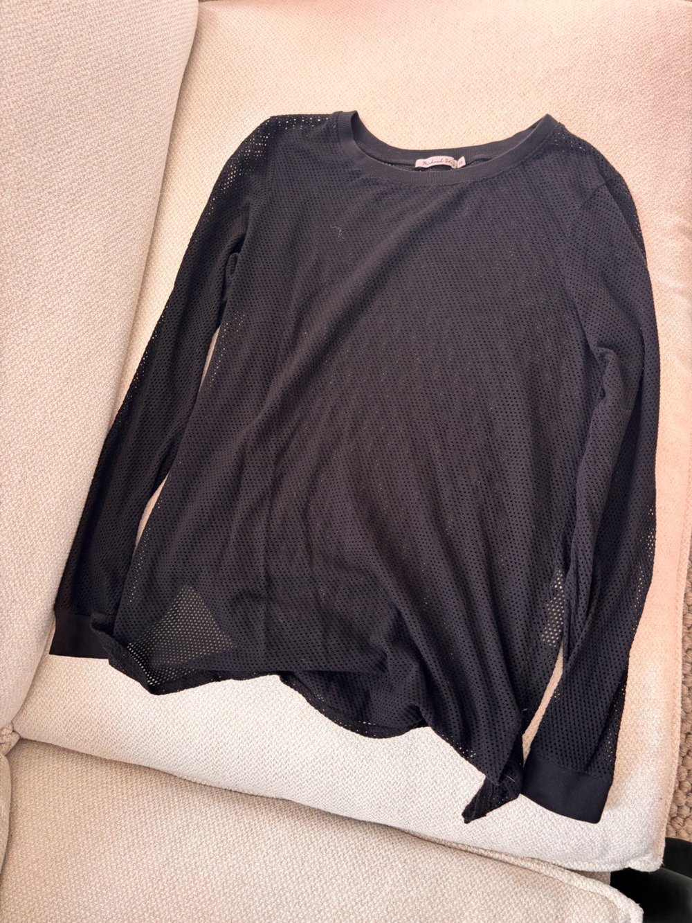 Black Michael Stars Mesh Long-Sleeve Top never worn no tags. OS Cotton